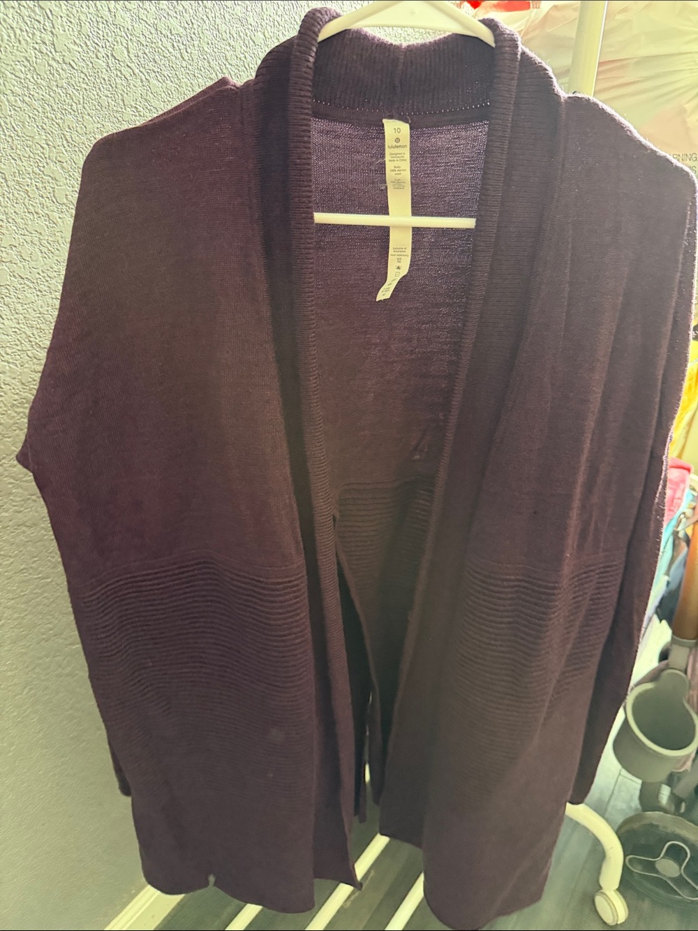 lululemon athletica Open-Front Cardigan in Plum
